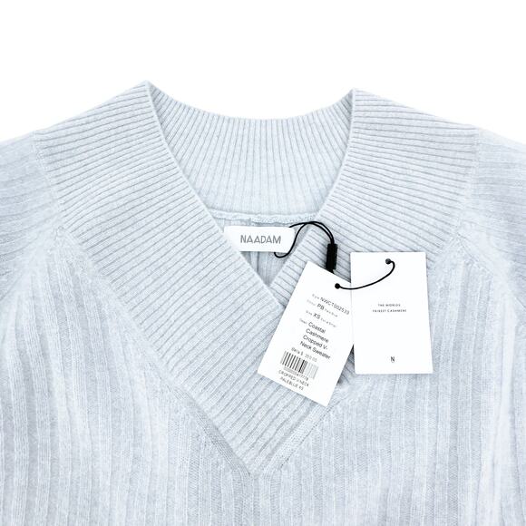 NAADAM Coastal Cashmere Cropped V-Neck Sweater XS - Picture 7 of 12